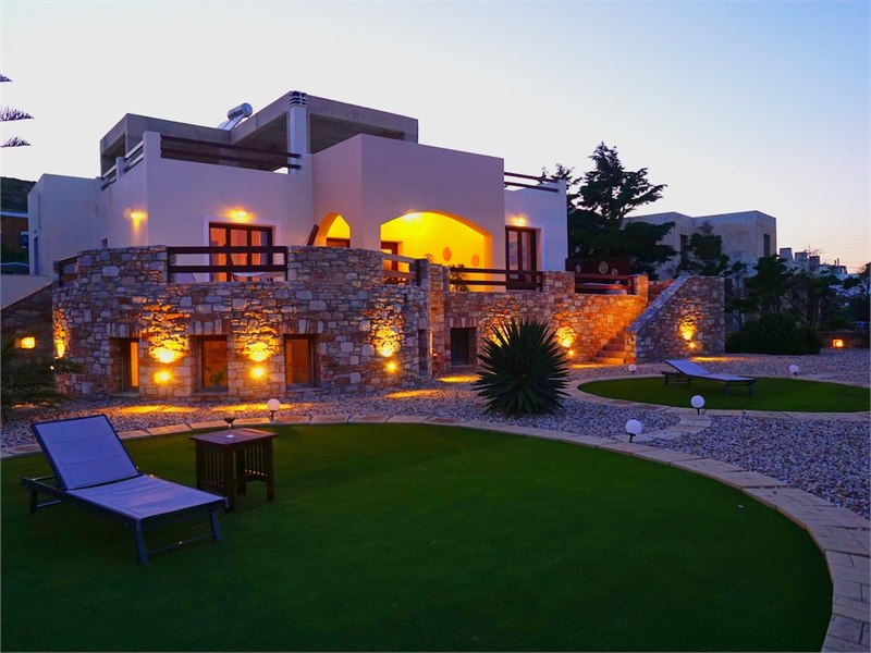 PetraCasa Cycladic villa exterior with Aegean sea views, Syros