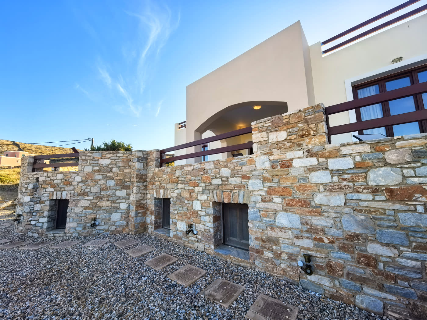 Stone villa exterior in Syros
