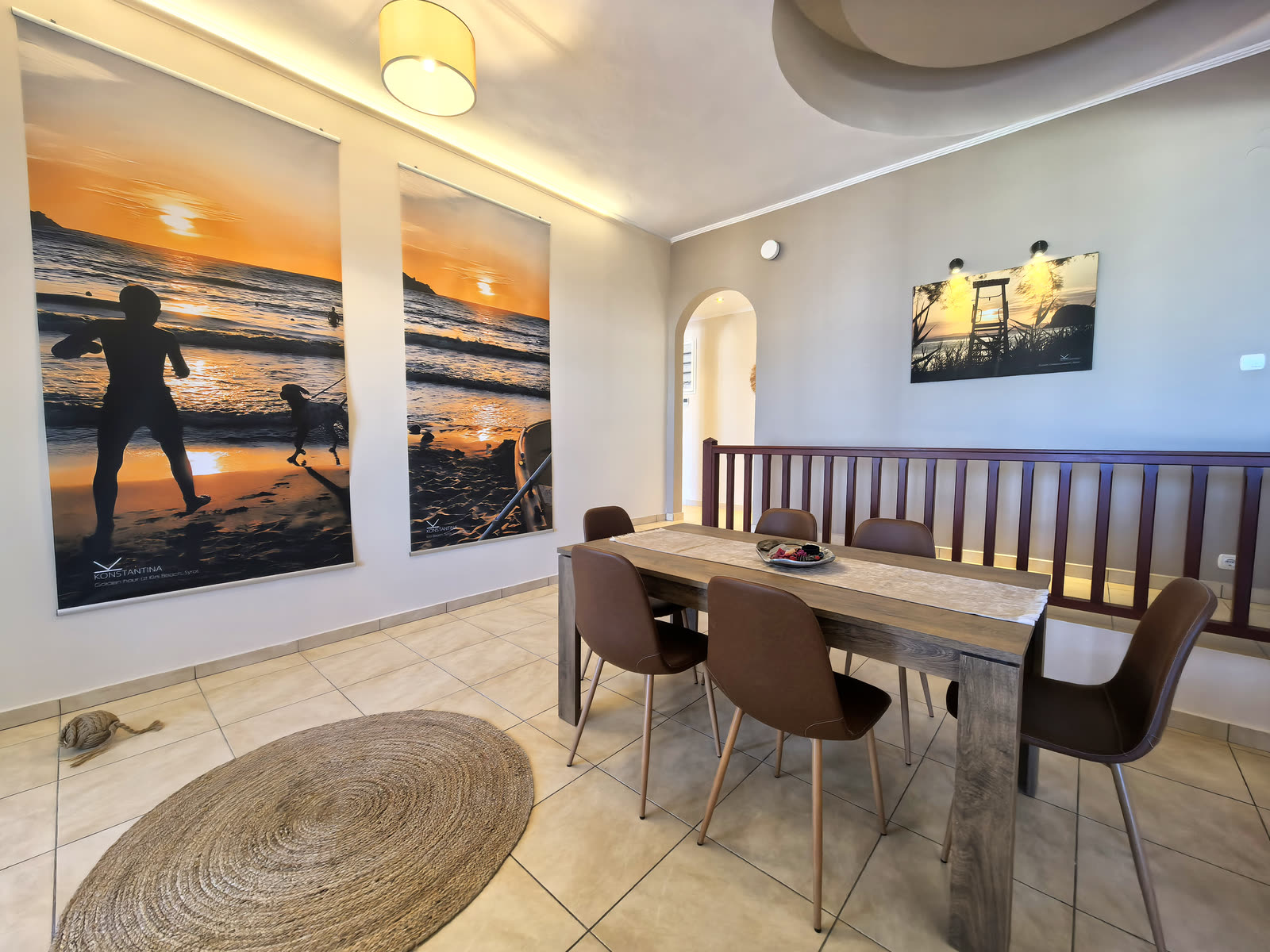 Large wooden table suitable as a remote workspace