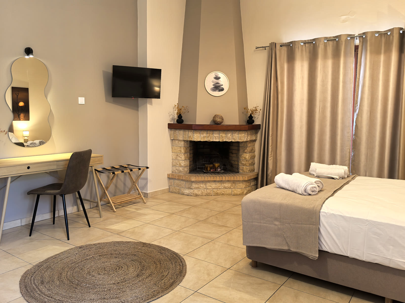 Remote work desk setup in Syros — internet and connectivity for long stays